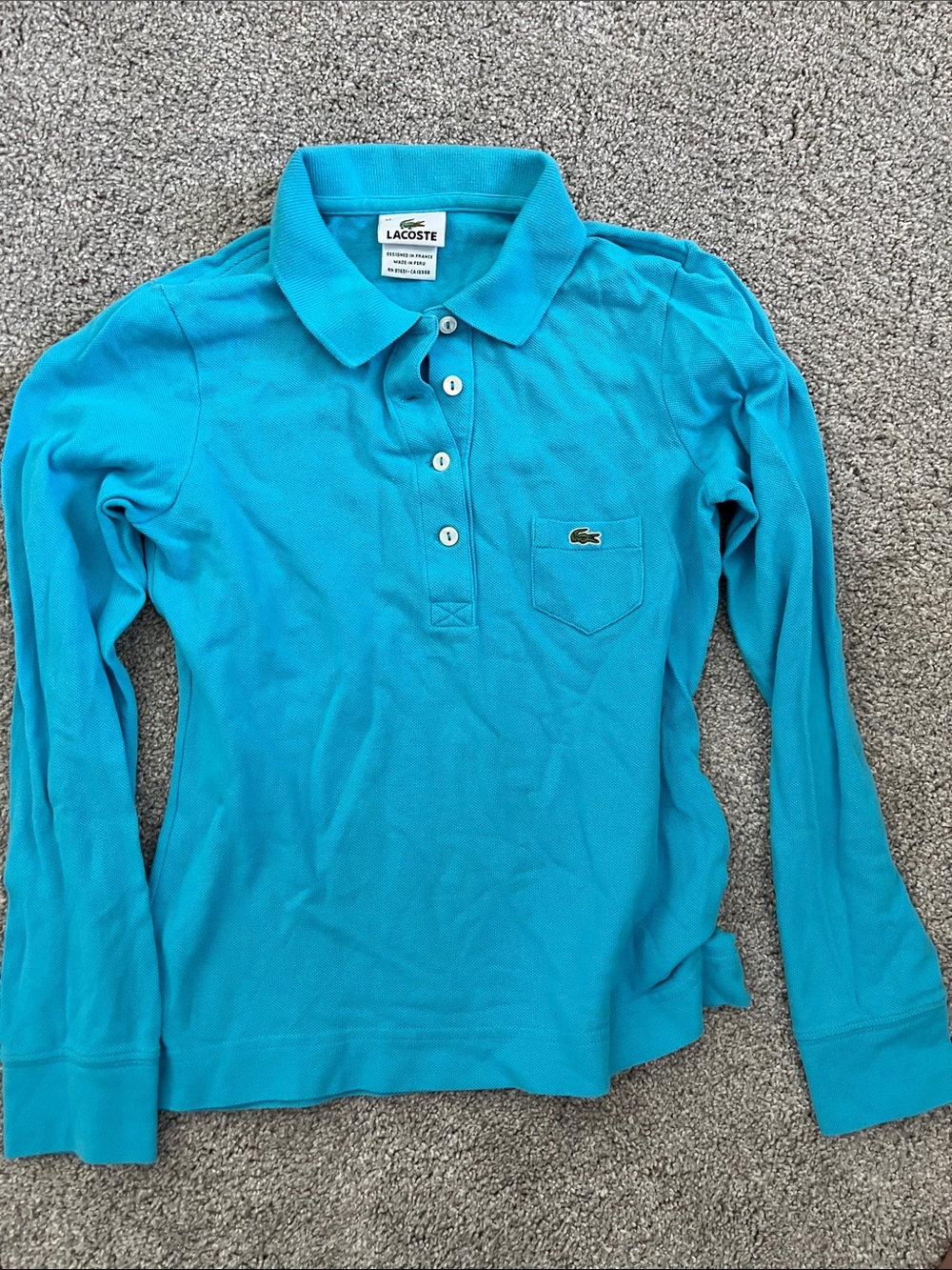 Lacoste Women’s Long Sleeve Polo in Bright Turquoise 36 S